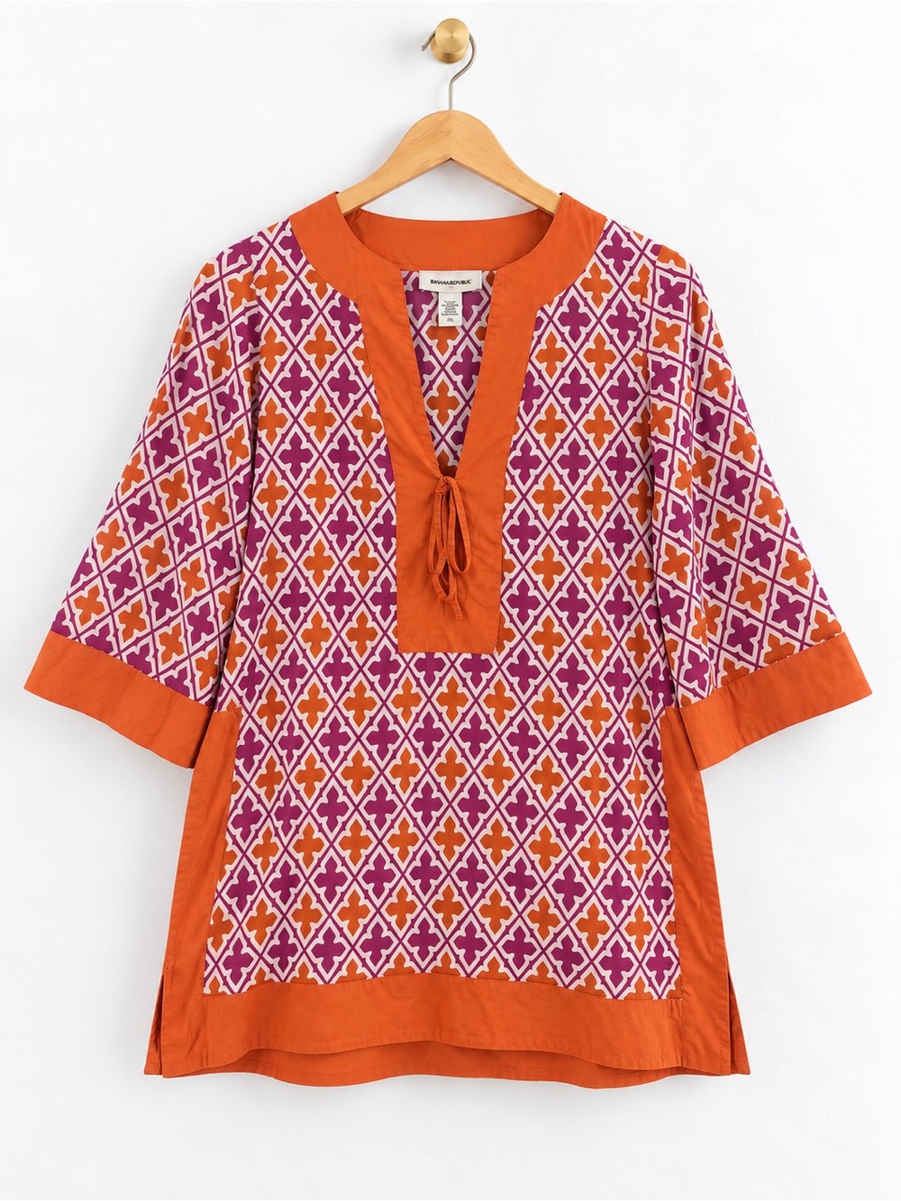 Banana Republic XS Orange Pink Geometric Cotton Swim Cover Up Tunic